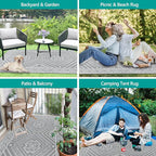 Waterproof Outdoor Rug 4x6 ft, Reversible Plastic Straw Mat, Large Floor Mat for Patio, Camping, Picnic, Backyard RV, Deck, Grey