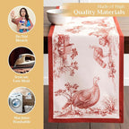 Maison d' Hermine Table Runner 100% Cotton Double Layer Table Runners 72 inches Long for Thanksgiving Christmas Decorations Home Kitchen Dining Party Wedding (Holy Jouy - Red, 14.5" x 72")