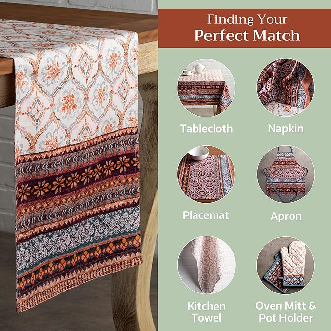 Maison d' Hermine Table Runner 100% Cotton Double Layer Table Runners 72 inches Long for Thanksgiving Christmas Decorations Home Kitchen Dining Party Wedding (Fair Isle, 14.5" x 72")