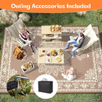 Yamaziot Outdoor Rug 8x10 Ft, Waterproof Plastic Straw Patio Rug, Reversible Backyard Carpet UV Resistant Portable RV Mat Clearance, Large Indoor Outdoor Rug for Patio, Porch, Deck, Balcony, Brown
