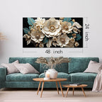 Flower Canvas Wall Art for Living Room Bedroom Home Office White Flower Picture Artwork Large Framed Wall Art Modern Canvas Prints Size 24x48