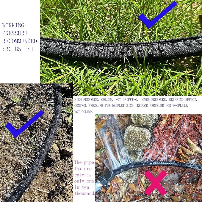 Secbulk 2026 Flat Soaker Hose 10 ft with Stakes for Garden, 10ft Linkable Drip Hose Diy Garden Irrigation System Saving 80% Water, Dual-layer Leak-free Design Water Hose with Holes