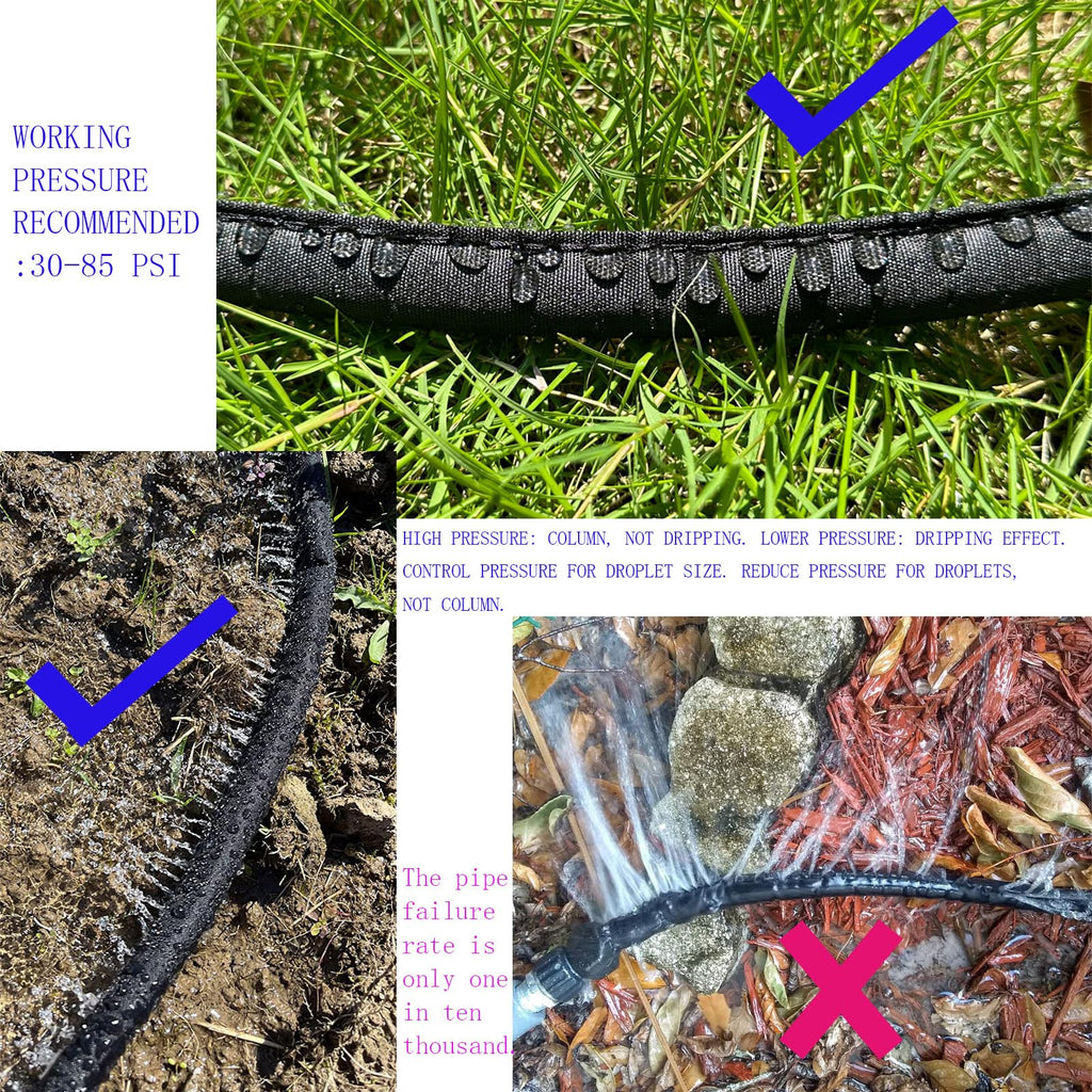 Secbulk 2026 Flat Soaker Hose 200 ft with Stakes for Garden, 50ft x 4 Linkable Drip Hose Diy Garden Irrigation System Saving 80% Water, Dual-layer Leak-free Design Water Hose with Holes