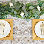 Juvale Rectangular Lace Tablecloth - White Lace, 54 x 72 in Vintage Floral Scalloped Polyester - Wedding & Tea Party Table Cloth & Baby Shower Tablecloth (Pack of 2)