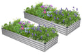 Easllre 2PCS 7x3x1ft Galvanized Raised Garden Bed,Outdoor Planter Box Metal Patio Kit Planting Bed for Vegetables Flowers Herb,Silver
