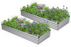 Easllre 2PCS 7x3x1ft Galvanized Raised Garden Bed,Outdoor Planter Box Metal Patio Kit Planting Bed for Vegetables Flowers Herb,Silver
