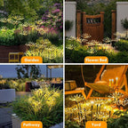 Solar Garden Lights 2 Pack Twinkling Solar Firework Lights with 2 Modes 120LED, Solar-Powered Light for Outside Yard Pathway Garden Decor Outdoor Waterproof, Gardening Gifts for Women Mothers Day,Warm