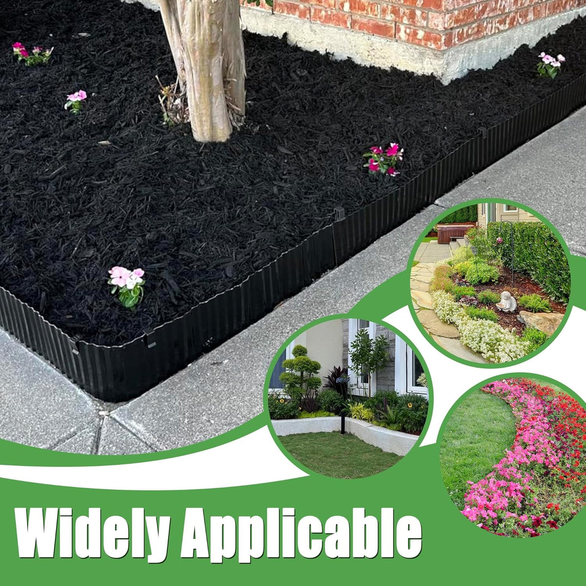 Metal Corrugated Garden Edging, Landscape Edging for DIY Flower Beds, Flexible Bender Border for Lawn, Garden and Yard, Galvanized Garden Edging (Black, 6 Inch x 50FT)