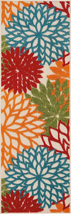Nourison Home Aloha Indoor/Outdoor Green 2' x 6' Area Rug, Tropical, Botanical, Easy Cleaning, Non Shedding, Bed Room, Living Room, Dining Room, Deck, Backyard, Patio (2x6)