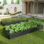 12×4×1FT(2PCS) Galvanized Raised Garden Bed Kit, Metal Planter Boxes，Large Outdoor Planters Garden for Planting Vegetables,Flowers,Herbs -Black