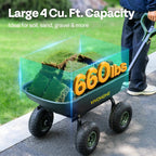 VIVOHOME 4 Cu.Ft 660lbs Wheelbarrow Garden Cart Dump Wagon with 2-in-1 Convertible Handle Attach to ATV or Tractor, 10" All Terrain Wheels, Quick Release System, Heavy Duty Utility Trailer for Yard