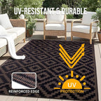 OLANLY Waterproof Outdoor Rug 4x6 ft, Outdoor Plastic Straw Rug for Camping, RV Mat Outside, Outdoor Carpet for Porch, Deck, Backyard, Balcony, Picnic, Black & Brown