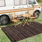 Beeiva Outdoor Area Rug, 6x9 Large Outdoor Rug Waterproof, Reversible Plastic Indoor Outdoor Rug for Deck, Balcony, Backyard, Porch, Camping, Picnic - Black/Brown