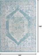 Unique Loom Outdoor Traditional Collection Area Rug - Valeria (10' x 14' 1" Rectangle, Aqua/ Ivory)