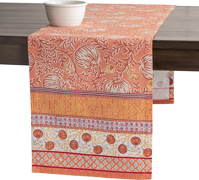 Maison d' Hermine Table Runner 100% Cotton Single Layer Table Runners 72 inches Long for Thanksgiving Christmas Decorations Home Kitchen Dining Party Wedding (Harvest Festival, 14.5" x 72")