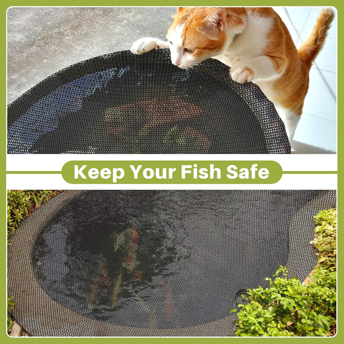 Koi Pond Netting Kit 15 x 20ft, Heavy-Duty Pe, Bird Deer Fence Netting, Durable Net Cover for Leaves, Protect Fish from Blue Heron Bird, Cats & Predators, Stakes & Ties Included