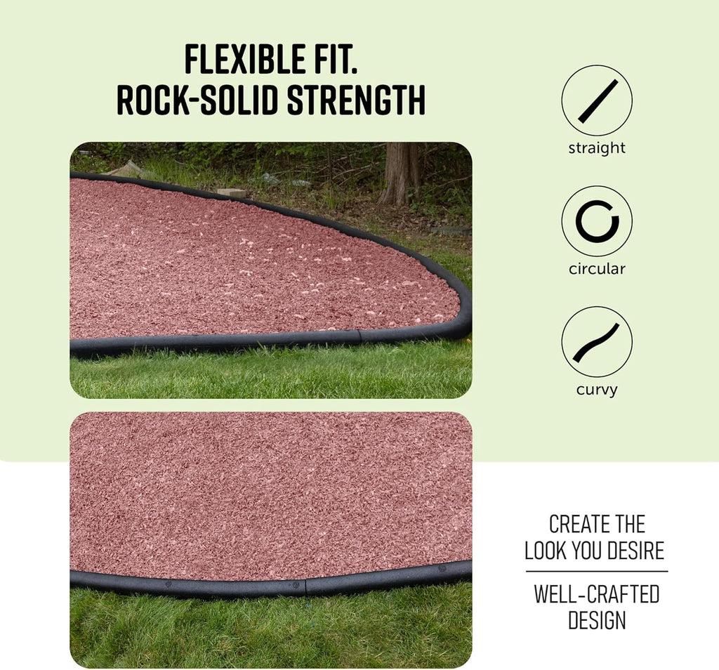 Playsafer 4' Flexible Interlocking Rubber Edging for Playgrounds (Black, 20 Pack)