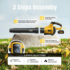 LOSART Leaf Blower Cordless, 650CFM & 3 Speed Levels, 1200W Electric Cordless Leaf Blower with 2 x 5.0Ah Batteries & Fast Charger, Blowers for Lawn Care, Yard, Blowing Leaves, Dust, Snow