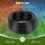 50FT 1/4 Inch Drip Irrigation Tubing with 5 Pack Push-to-Connect 1/4" Tee Connectors, Distribution Drip Line Hose & Universal Tee Fitting, for Drip Irrigation Parts or Drip System and Misting System
