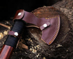 Viking Axe | 18" Carbon Steel Throwing Hatchet with Ash Wood Handle & Leather Sheath | Etched Norse Design, Functional & Collectible Gift(WCA-017)