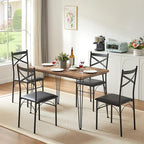 VECELO Kitchen Dining Room Table Set with 4 Chairs for Small Space, Apartment,Metal Steel Frame