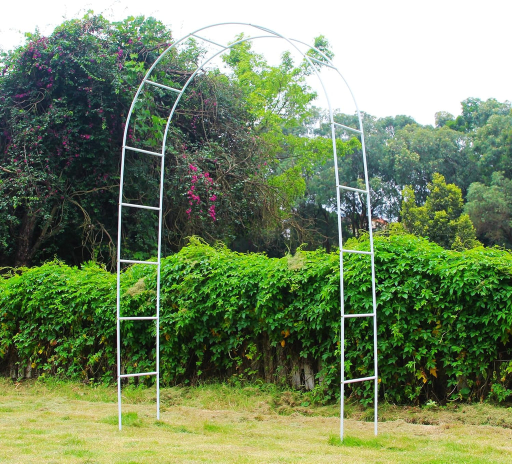 7.9 Ft H x 4.6 Ft W White Metal Pergola Arbor for Various Climbing Plant Wedding Garden Arch Bridal Party Decoration Wide Arbor