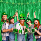 12 Pack Party Decorations, 3.28 FT x 7.05 FT Green Streamer, Metallic Birthday Backdrop Foil Fringe Curtains Green Tinsel, Party Supplies Photo Booth Props Door Wall Indoor Decor