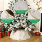 Blissun Fabric Christmas Tree Collar, Xmas Tree Ring, Willow Christmas Tree Skirt for Christmas Tree Decorations (Concrete Beige)
