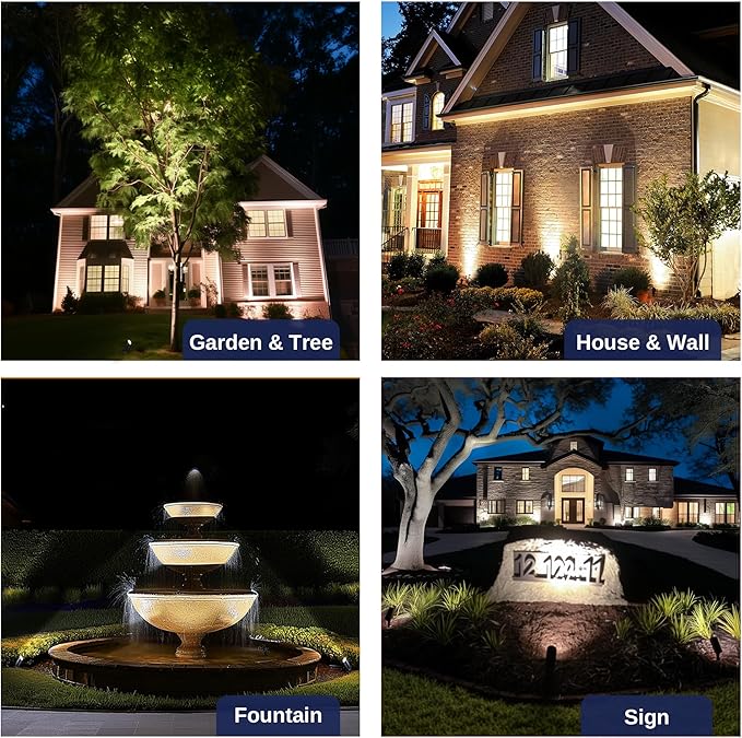 Low Voltage Spotlight LED - 12V Outdoor Light Fixture Weather Proof, Brass Landscape Lights Hardwired, Bronze for Flag Sign with Neutral White MR16 Removable Bulbs (10 Pack)