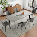 63"- 78.7" Extendable Dining Table Set for 6, Modern Kitchen Table with 6 Dining Chairs for 4-6 Person, Thickened Expandable Wooden Table with Metal Legs for Dining Room, Kitchen