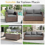 Amopatio Patio Loveseat, Outdoor Furniture 2-Seat Wicker Porch Furniture Outdoor Couch Sofa with Water-Resistant Cover & Non-Slip Cushions, Premium Patio Set, Gray