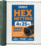 Zebro Plastic Chicken Wire Fence – Flexible Poultry Netting & Garden Fence for Chicken Coops, Rabbits, Pet Enclosures & Landscaping – Weatherproof & Rust-Free - 4' x 25' Green