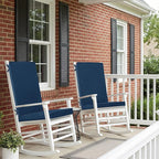 Outdoor Chair Cushions 20x20, Water-Resistant & Fade-Resistant, Patio Furniture Lawn Dining Chair Seat Replacement with High Back, Ties Zipper, Removable Cover, Set of 4, Navy Blue