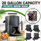 [Upgraded] 4PCS 20-Gallon Potato Grow Bags with Unique Harvest Window, Visible Window, Garden Planting Bag with Reinforced Handle, Nonwoven Fabric Pots for Tomato, Potato Growing Container - Black