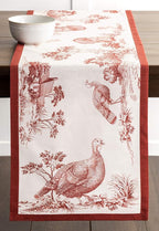 Maison d' Hermine Table Runner 100% Cotton Single Layer Table Runners 36 inches Long for Thanksgiving Christmas Decorations Home Kitchen Dining Party Wedding (Holy Jouy - Red, 14.5" x 36")