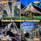 2 Pack Solar String Lights Total 240LED 80FT, IP67 Waterproof Solar Lights for Outside with 8 Modes, Upgraded Solar Panel Fairy Lights for Garden Party Wedding Decorations (Cool White) …