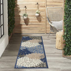 Nourison Aloha Indoor/Outdoor Blue/Multicolor 2'3" x 10' Area Rug, Tropical, Botanical, Easy Cleaning, Non Shedding, Bed Room, Living Room, Dining Room, Deck, Backyard, Patio (2x10)