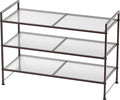 SIMPLE HOUSEWARE 3-Tier Stackable Mesh Shoe Rack, Bronze