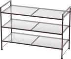 SIMPLE HOUSEWARE 3-Tier Stackable Mesh Shoe Rack, Bronze
