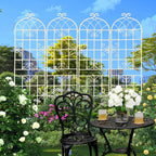 4 Pack Metal Garden Trellis 71" Fence Rustproof Garden Trellis for Climbing Plants Support Roses Flower Outdoor Lawn, Cream White