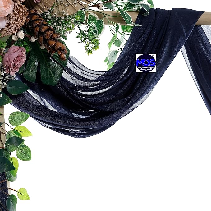 MDS Halloween Chiffon Draping Fabric - 2 Panel, 30" Wide x 50ft Long - Sheer Spooky Arbor & Canopy Drapery for Haunted House Backdrops, Party Ceilings, DIY Costumes & Themed Events - Navy Blue