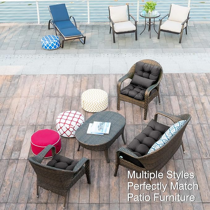 QILLOWAY Outdoor Chair Cushion for Patio Furniture, Waterproof Patio Cushions Set of 4 with Ties, Fade Resistant Replacement Pads for Outdoor Rocking Chairs,Dark Grey