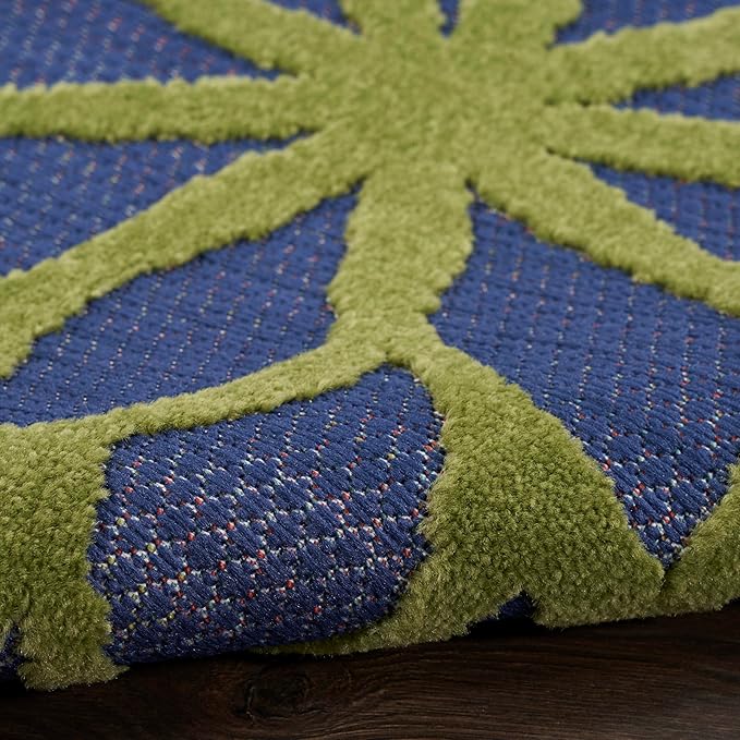Nourison Home Aloha Indoor/Outdoor Modern Navy Multicolor 7'10" x 10'6" Area Rug, Easy Cleaning, Non Shedding, Bed Room, Living Room, Dining Room, Backyard, Deck, Patio (8x11)
