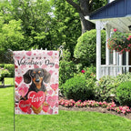 Dachshund Valentine Garden Flag Valentines Day Flags for Outside 12x18 Double Sided Small Yard Flags Dog Valentine's Day Decor Outdoor Lawn Valentines Banners Front Porch