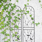 4 Pack Metal Garden Trellis 86.7" Tall Outdoor Climbing Plant Support for Roses, Flowers, Rustproof Durable Black Galvanized Tube, Lawn Garden Fence Decor Screen (4, Black dragonflies-86.7" H)