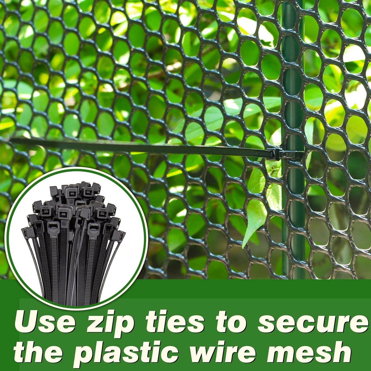 Gardzen Plastic Chicken Wire Mesh with 40 pcs Ties, 16in x 20ft Durable Chicken Fence for Poultry, Garden Protection & DIY Crafting, Heavy-Duty Mesh Netting for Outdoor & Indoor Use