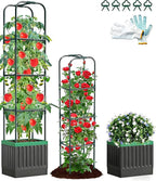 Raised Garden Bed with Trellis, Tomato Planter with Trellis, 68.7" Tomato Cage, Self-Watering, Expandable Structure, Indoor & Outdoor tomato pot for Climbing Plants, Vegetable Vines & Flowers