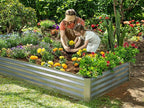 Plant & Plot Galvanized Raised Garden Beds Outdoor // 8×4×1 ft (2-Pack) Planter Raised Beds for Gardening, Vegetables, Flowers // Large Metal Garden Box (Silver) // Patented Tool-Free Design