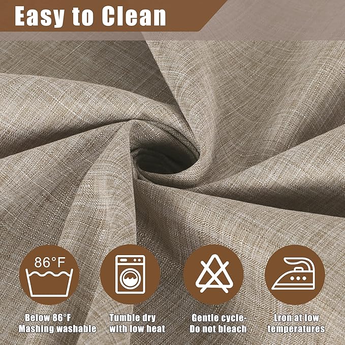 Fitable Faux Linen Tablecloth Rectangle 60 x 102 Inch - Rustic Fabric Table Cloth for 6 Foot Tables, Nature Faux Burlap Table Cover for Kitchen Dining, Party, Farmhouse