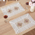 WARM HOME DESIGNS White Lace Placemats Set of 2. 18 Inch Crochet Doilies are Embroidered with Intricate Flower Design. Can Be Used As Lace Doilies for Desert Tray or Macrame Place Mat. VTP White 18